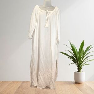 VITAMIN A COSTA CAFTAN WHITE CRINKLE COTTON COVER UP NWT SIZE -S